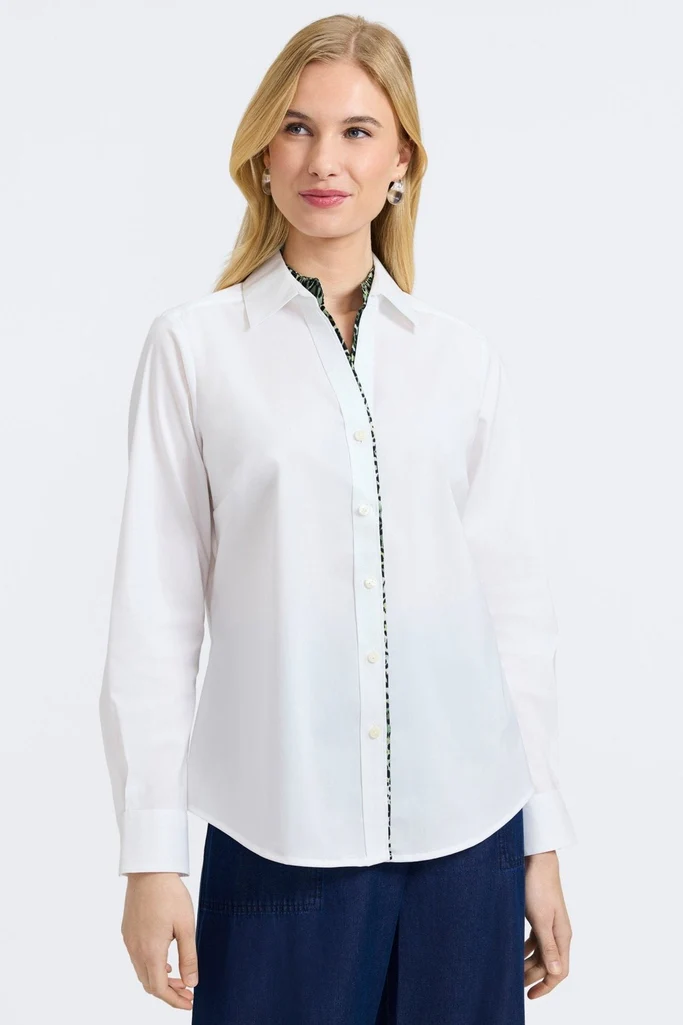 Marlee Green Leopard Trim Long Sleeve Shirt - Image 5