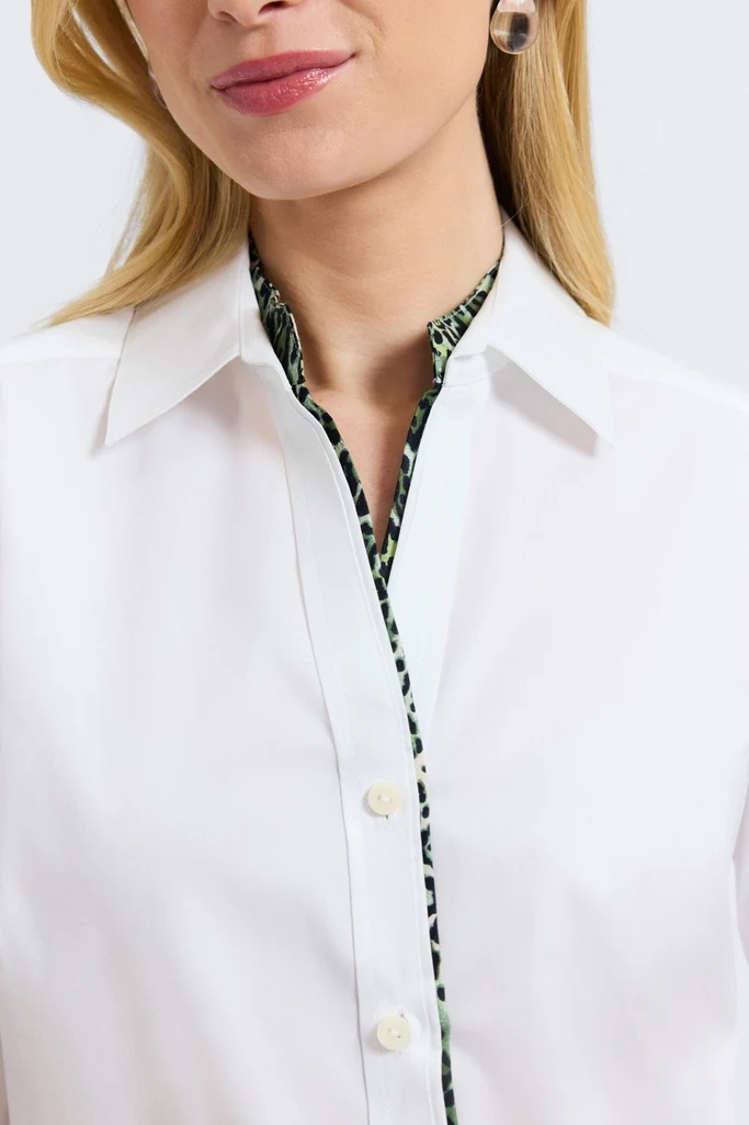 Marlee Green Leopard Trim Long Sleeve Shirt - Image 6