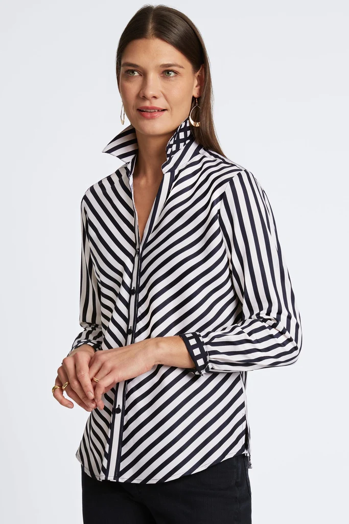 Mary Stripe & Gingham Long Sleeve Shirt - Image 3
