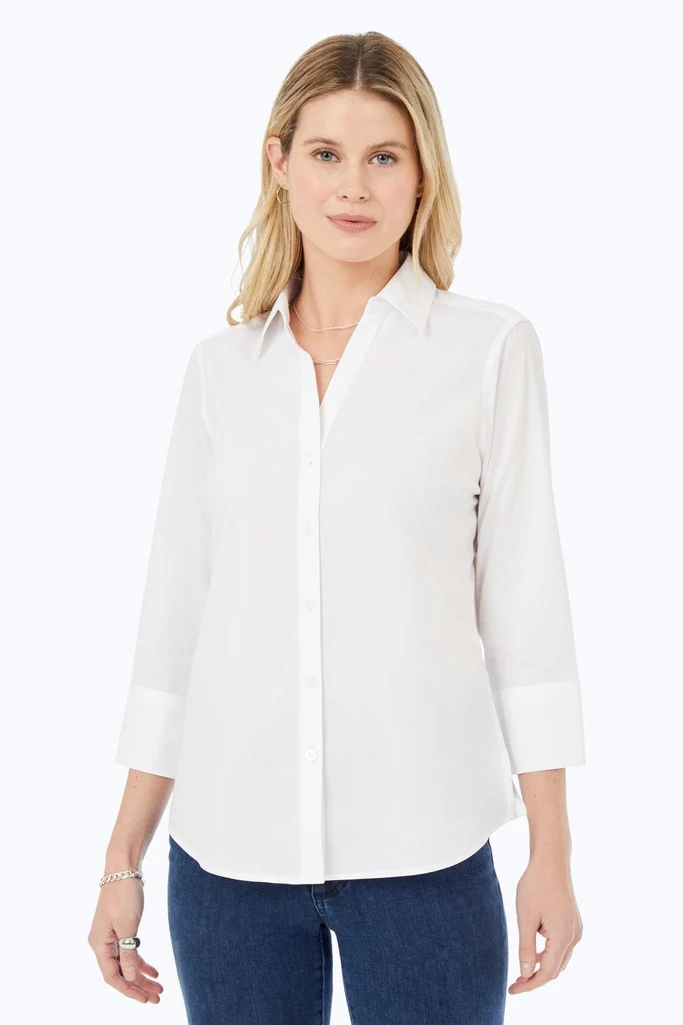 Mary Petite No Iron Stretch 3/4 Sleeve Shirt - Image 4