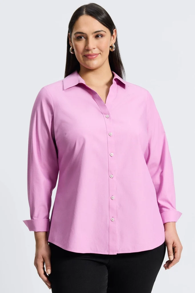 Mary Plus No Iron Pinpoint Long Sleeve Shirt - Image 15