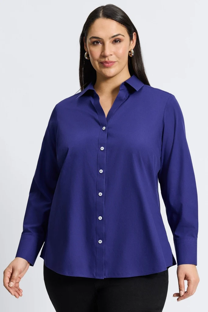 Mary Plus No Iron Pinpoint Long Sleeve Shirt - Image 19