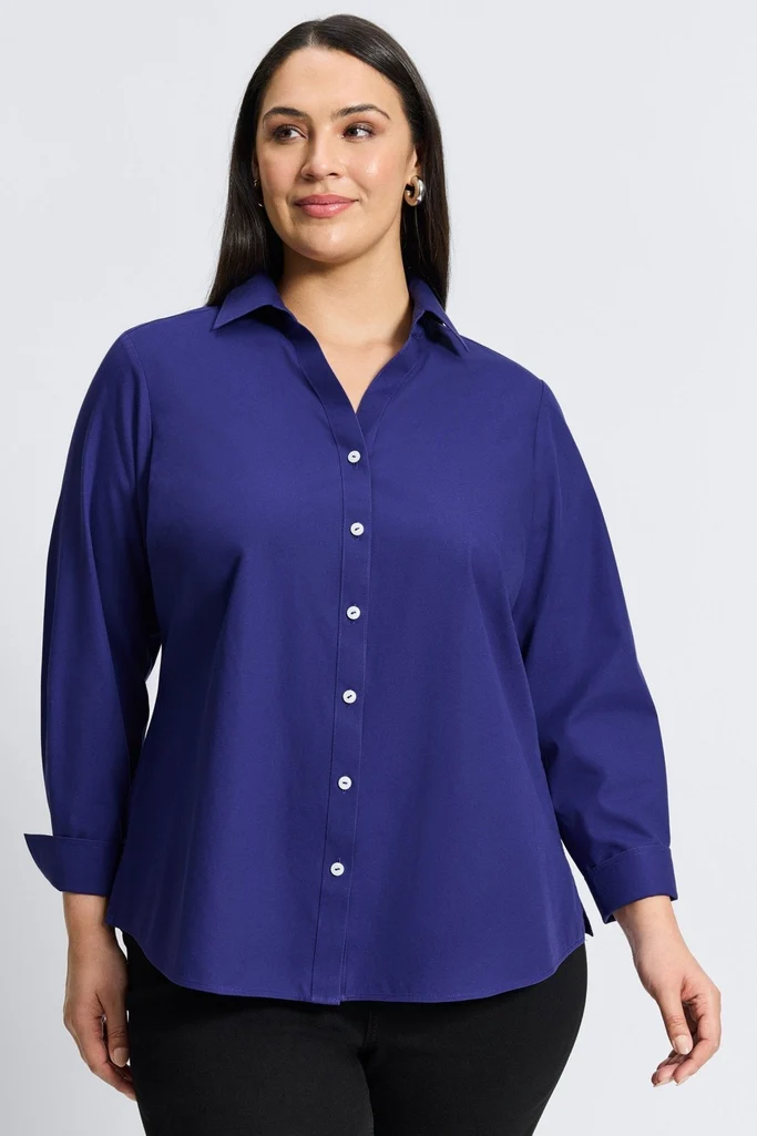 Mary Plus No Iron Pinpoint Long Sleeve Shirt - Image 21