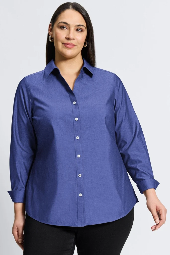 Mary Plus No Iron Pinpoint Long Sleeve Shirt - Image 23