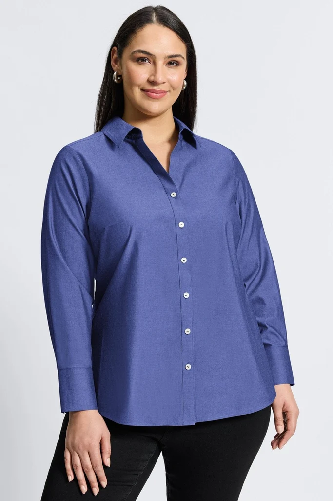 Mary Plus No Iron Pinpoint Long Sleeve Shirt - Image 25