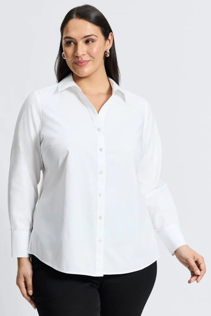 Mary Plus No Iron Pinpoint Long Sleeve Shirt - Image 4