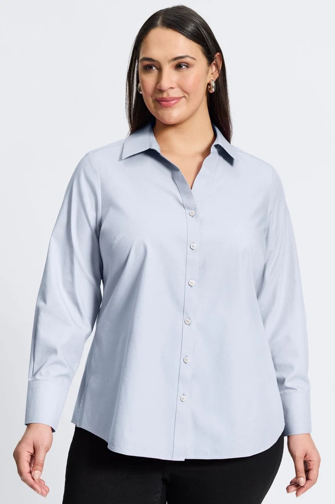 Mary Plus No Iron Pinpoint Long Sleeve Shirt - Image 8