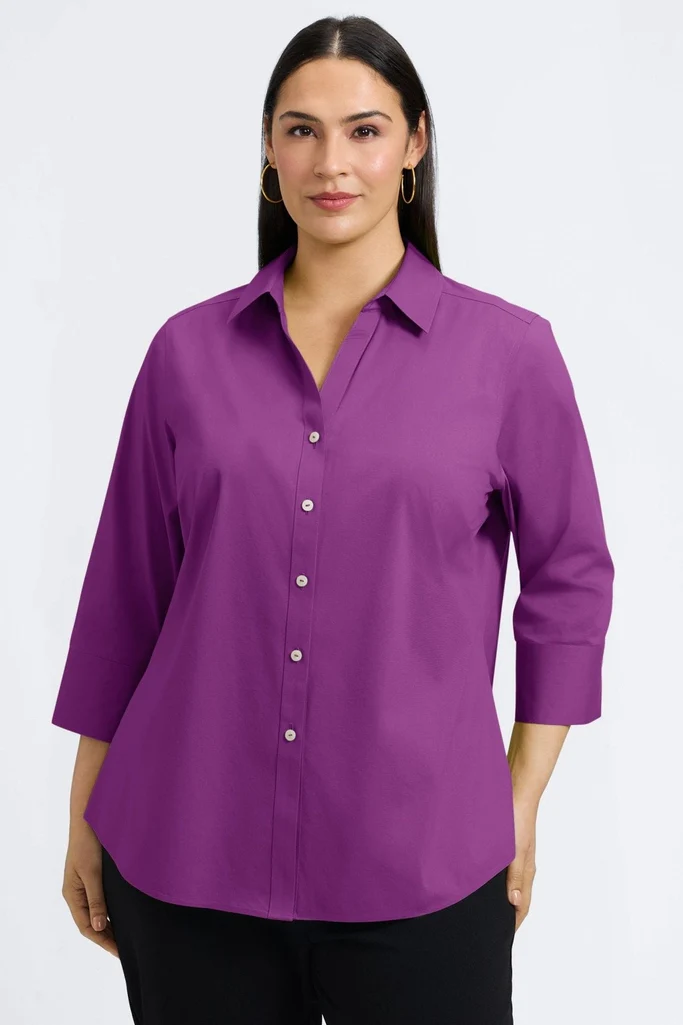 Mary Plus No Iron Stretch 3/4 Sleeve Shirt - Image 20