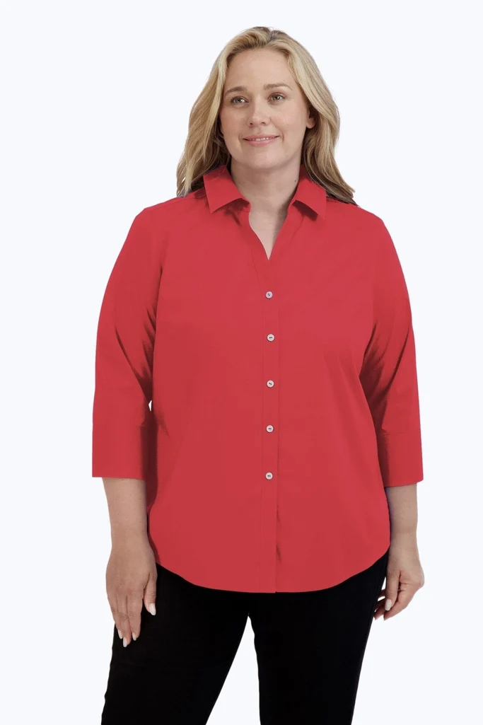 Mary Plus No Iron Stretch 3/4 Sleeve Shirt - Image 27