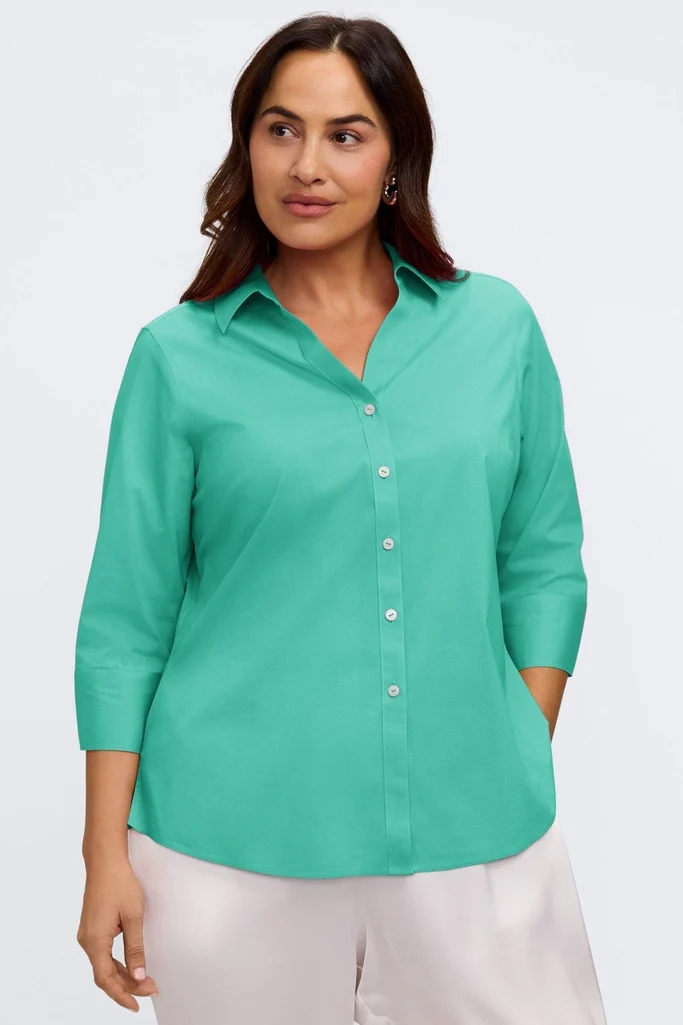 Mary Plus No Iron Stretch 3/4 Sleeve Shirt - Image 5