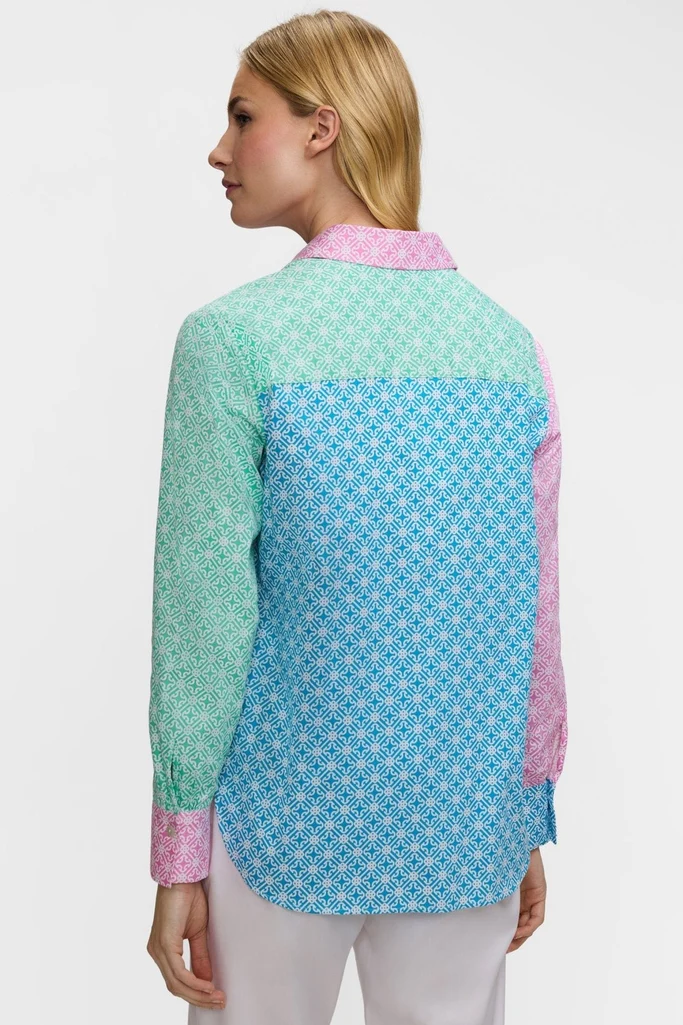 Meghan Geo Lattice Colorblock Long Sleeve Shirt - Image 4