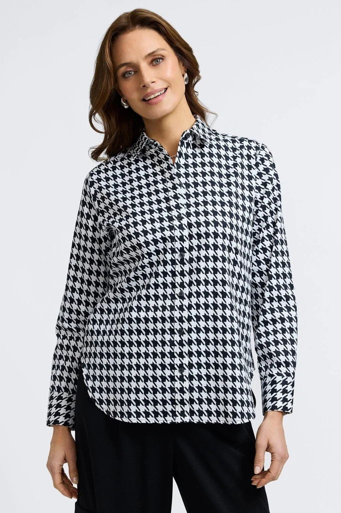 Meghan Classic Houndstooth Long Sleeve Shirt - Image 6