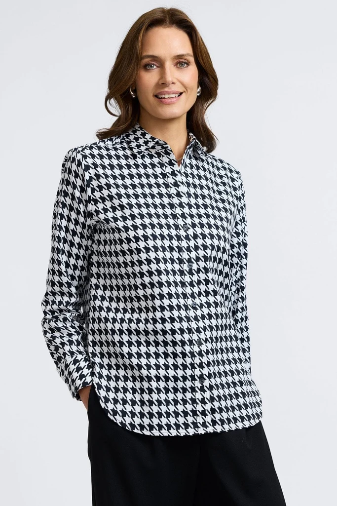 Meghan Classic Houndstooth Long Sleeve Shirt - Image 8
