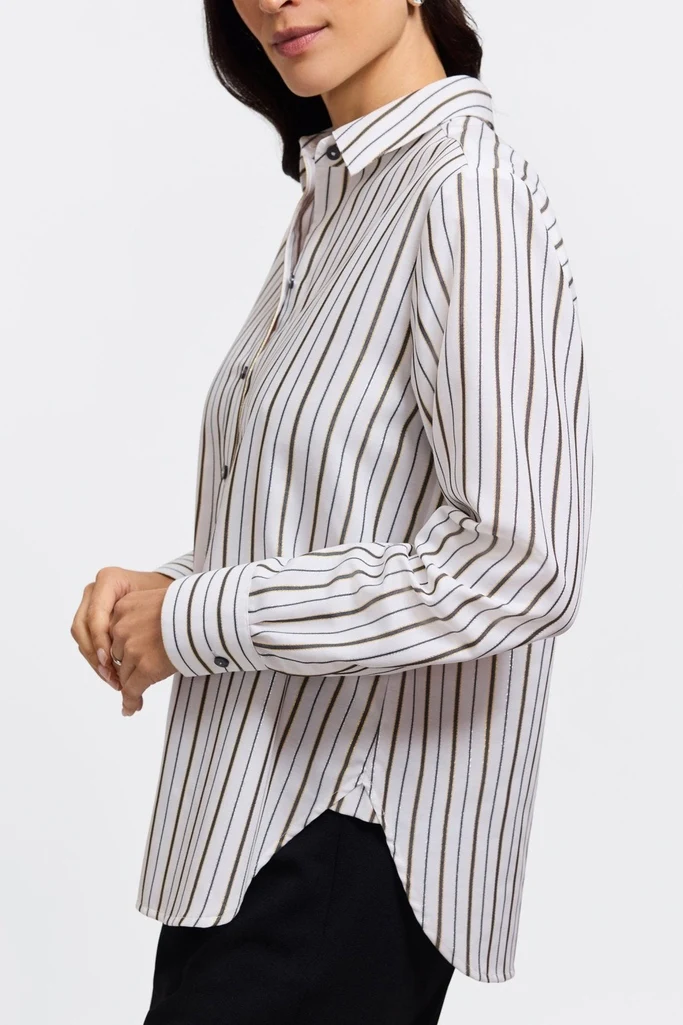 Meghan Metallic Stripe Long Sleeve Shirt - Image 3