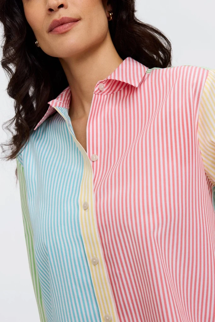 Meghan No Iron Pinpoint Mixed Stripes Long Sleeve Shirt - Image 3