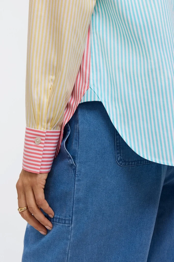 Meghan No Iron Pinpoint Mixed Stripes Long Sleeve Shirt - Image 4