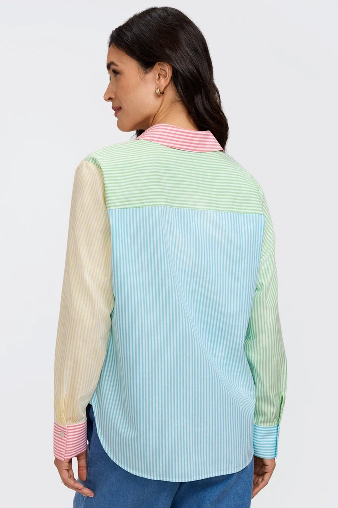 Meghan No Iron Pinpoint Mixed Stripes Long Sleeve Shirt - Image 5