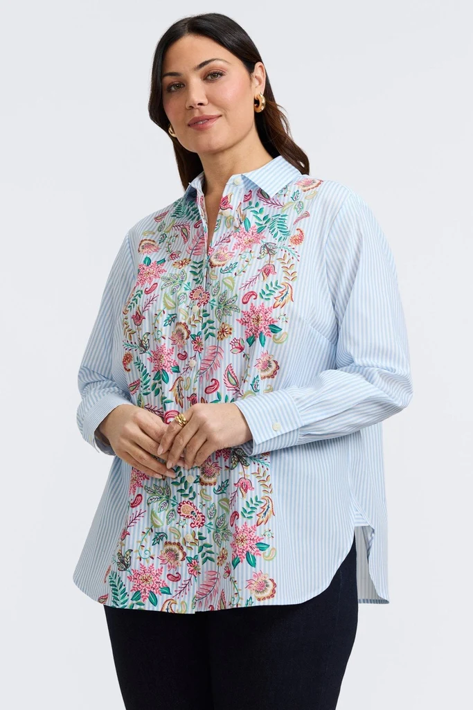 Meghan Plus Striped Floral Long Sleeve Shirt - Image 4