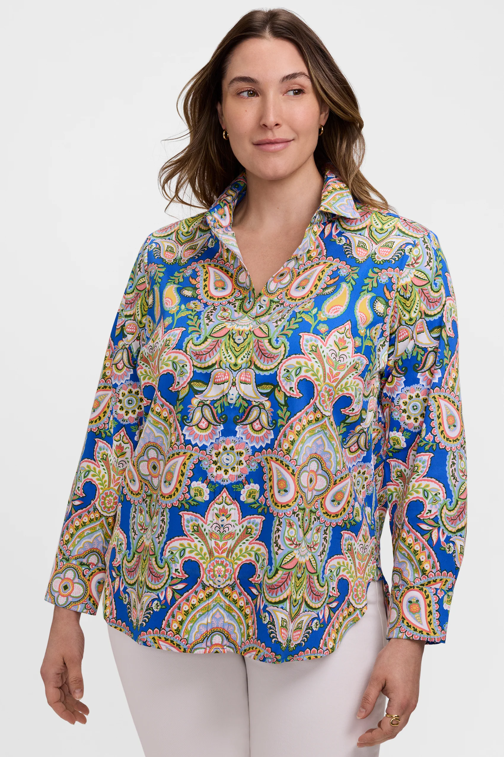 Meghan Plus Garden Paisley Long Sleeve Shirt