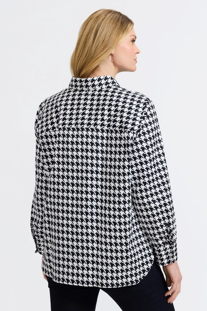 Meghan Plus Classic Houndstooth Long Sleeve Shirt - Image 4