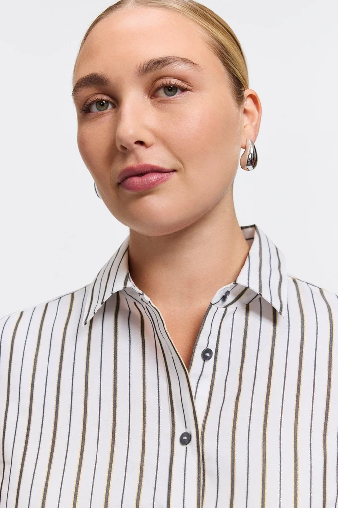 Meghan Plus Metallic Stripe Long Sleeve Shirt - Image 3