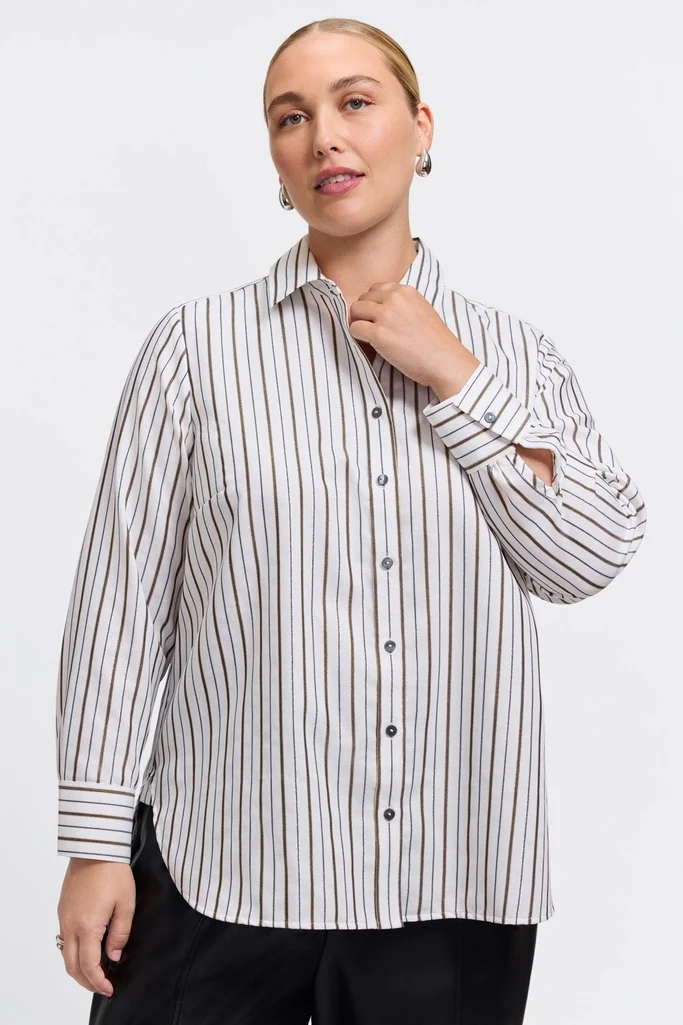 Meghan Plus Metallic Stripe Long Sleeve Shirt - Image 4