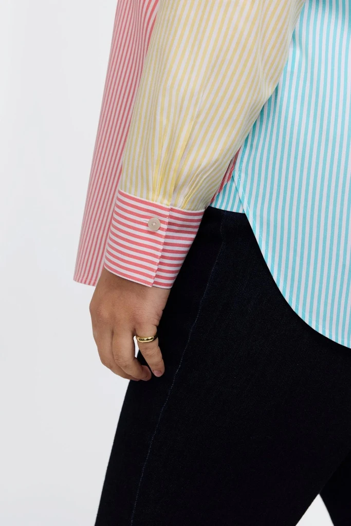 Meghan Plus No Iron Pinpoint Mixed Stripes Long Sleeve Shirt - Image 3