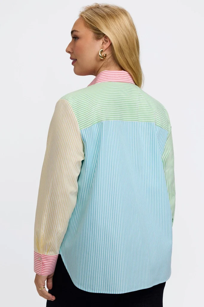 Meghan Plus No Iron Pinpoint Mixed Stripes Long Sleeve Shirt - Image 4