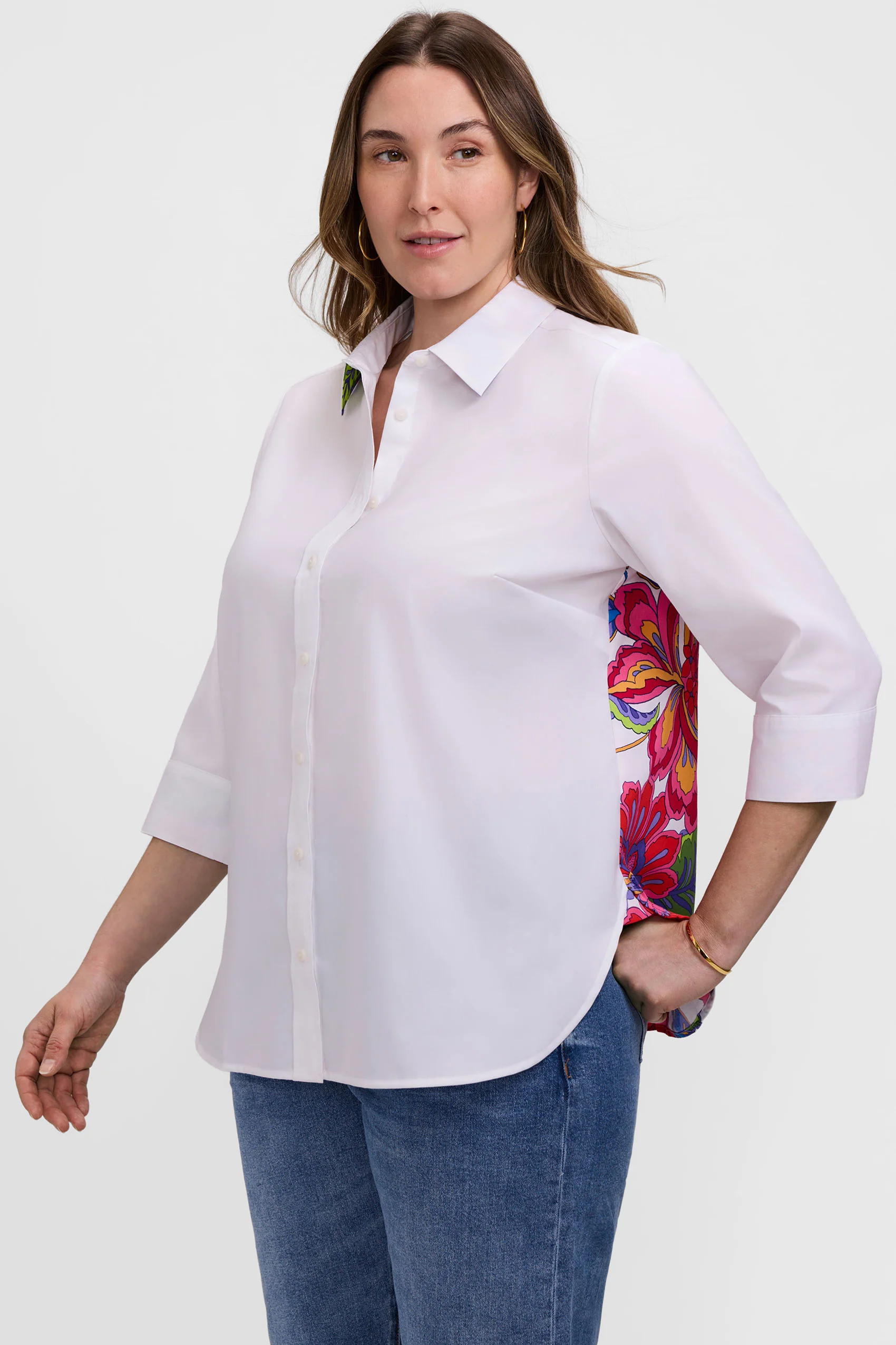 Meghan Plus Paradise Blooms 3/4 Sleeve Shirt