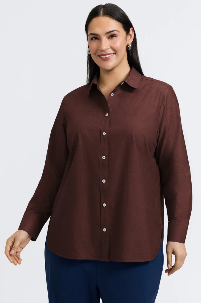 Meghan Plus No Iron Pinpoint Long Sleeve Shirt - Image 6