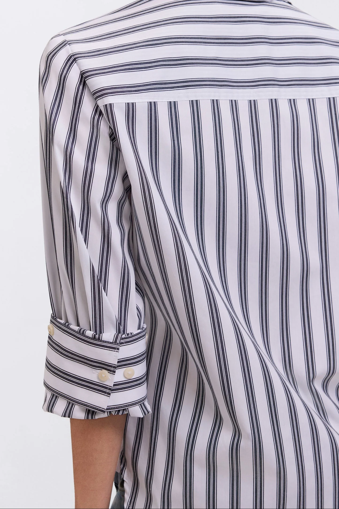Meghan Plus Striped Roll Tab Sleeve Shirt - Image 2