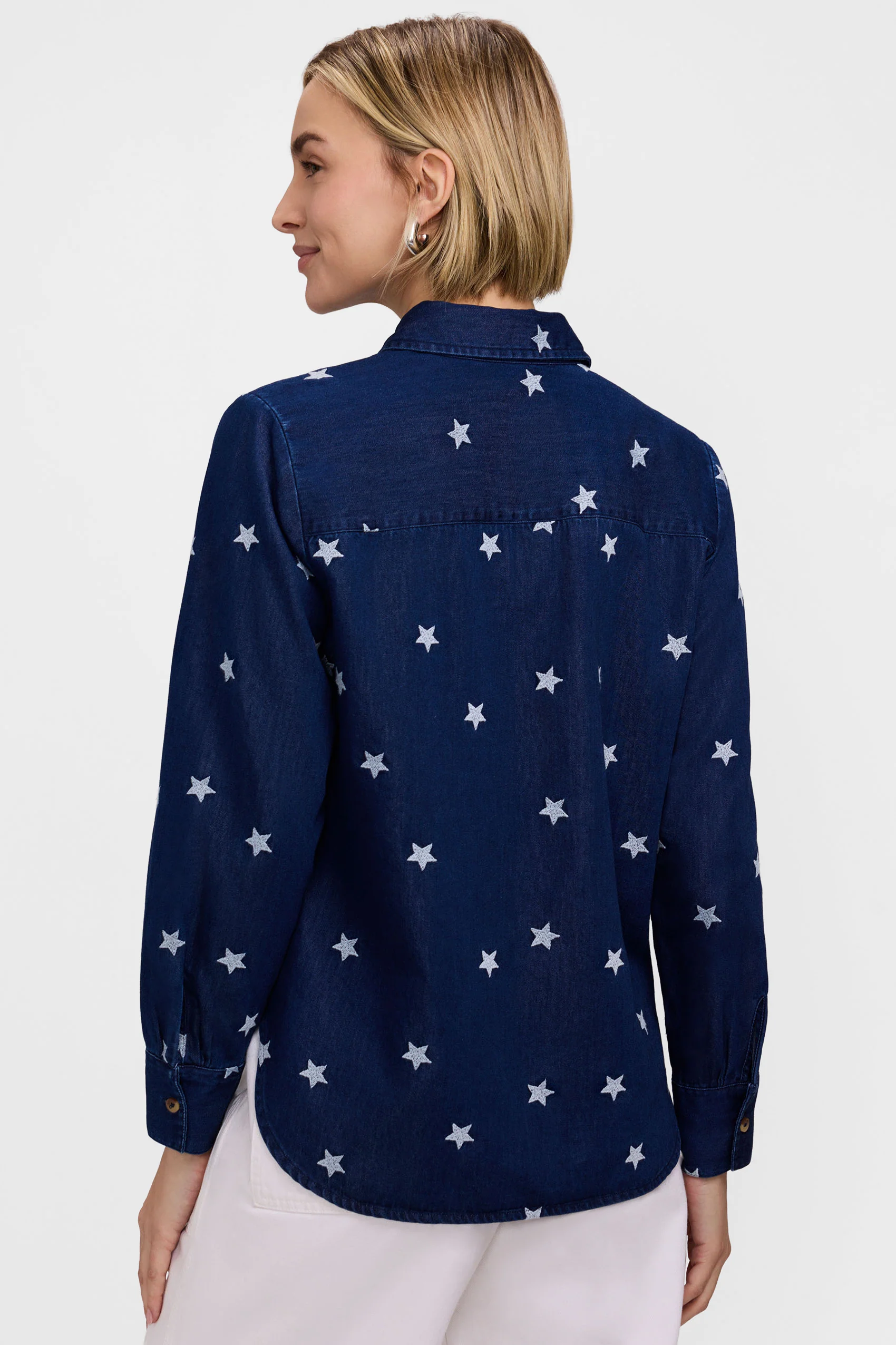 Meghan Tencel Star Embroidery Long Sleeve Shirt - Image 3