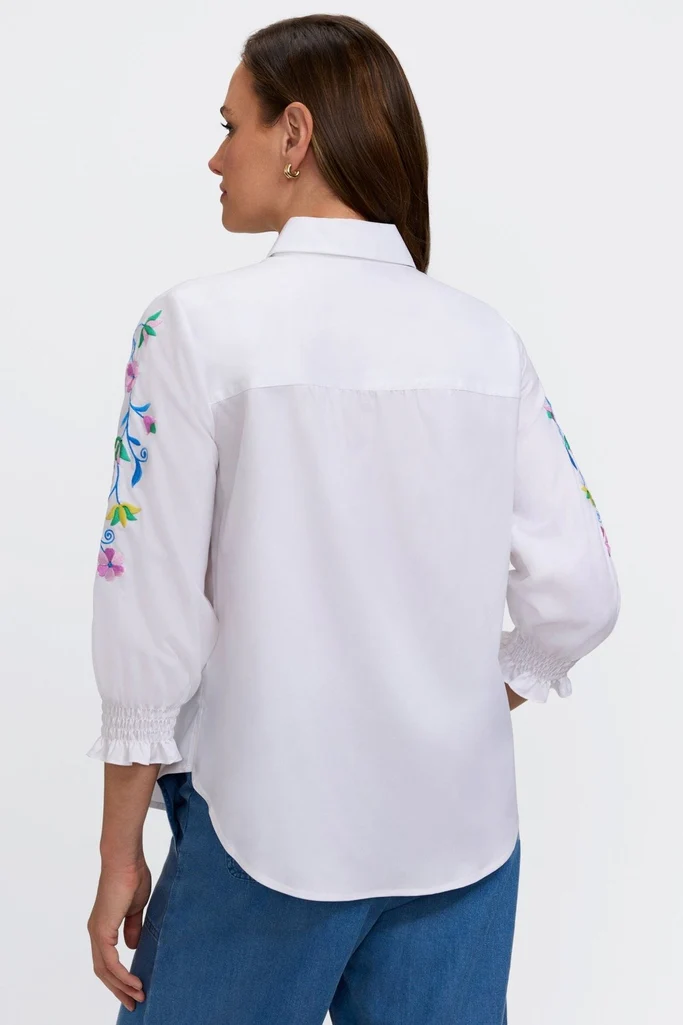 Olivia Floral Embroidery 3/4 Sleeve Shirt - Image 3
