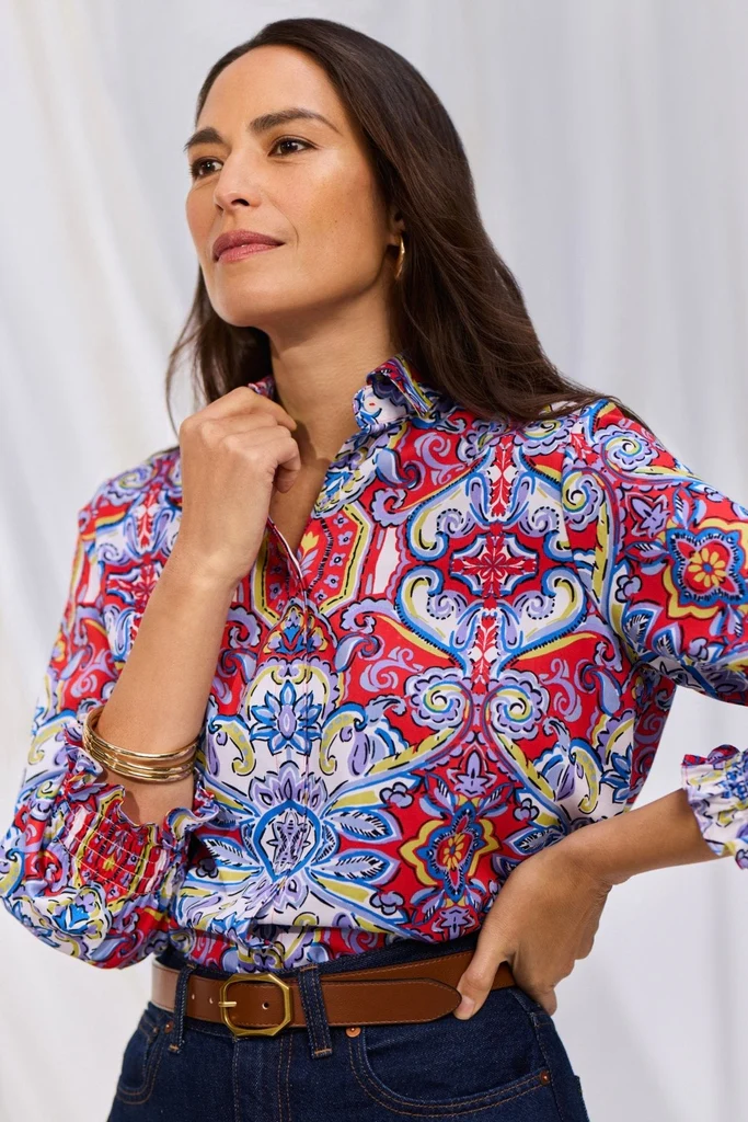 Olivia Mediterranean Tiles 3/4 Sleeve Shirt - Image 3
