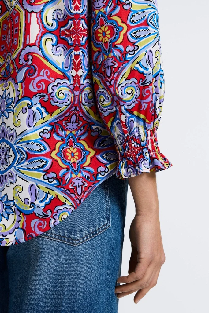 Olivia Mediterranean Tiles 3/4 Sleeve Shirt - Image 5