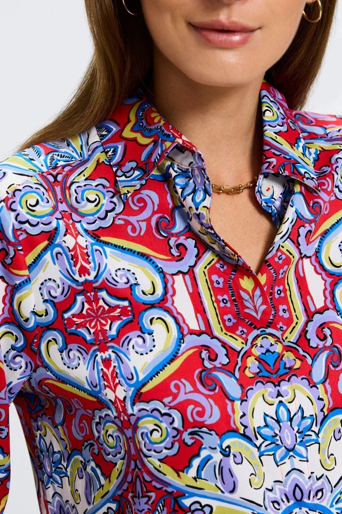 Olivia Mediterranean Tiles 3/4 Sleeve Shirt - Image 7
