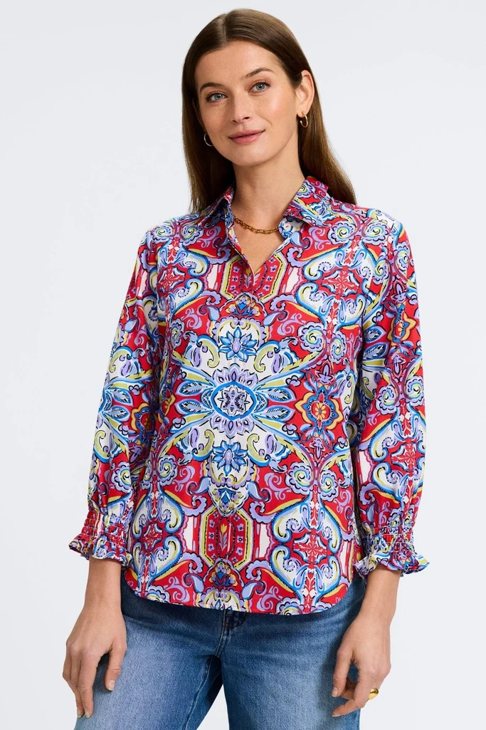 Olivia Mediterranean Tiles 3/4 Sleeve Shirt - Image 8
