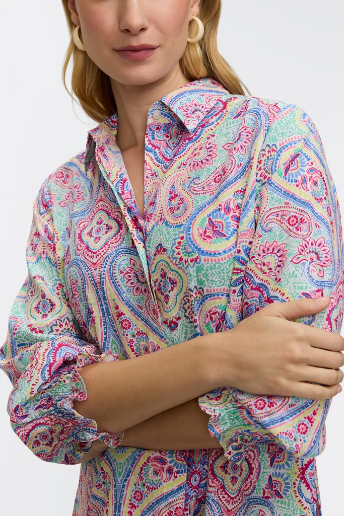 Olivia Paisley Linen 3/4 Sleeve Shirt - Image 3