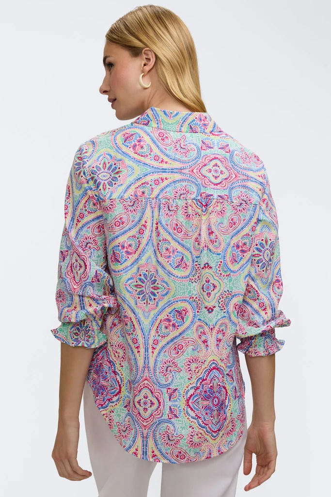 Olivia Paisley Linen 3/4 Sleeve Shirt - Image 5