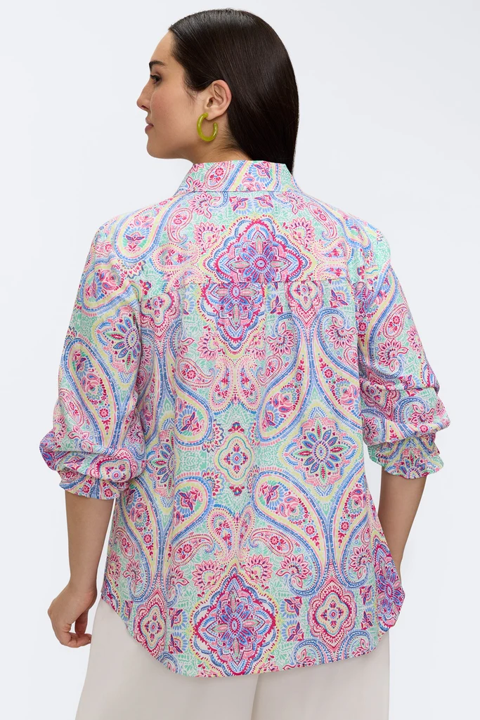 Olivia Plus Paisley Linen 3/4 Sleeve Shirt - Image 3