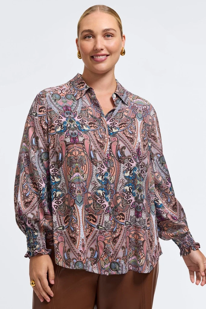Olivia Plus Scarf Paisley Long Sleeve Shirt