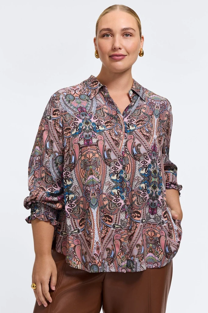 Olivia Plus Scarf Paisley Long Sleeve Shirt - Image 3