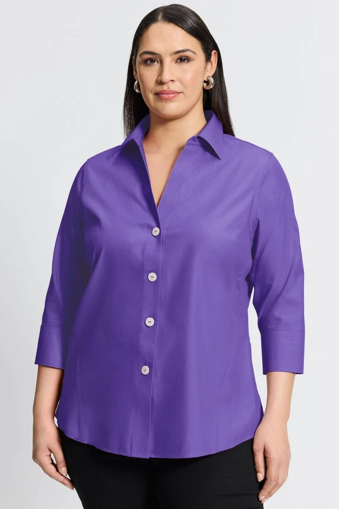 Paityn Plus No Iron Pinpoint 3/4 Sleeve Shirt - Image 13