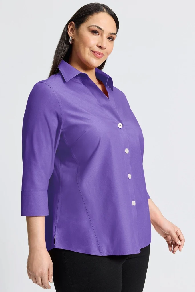 Paityn Plus No Iron Pinpoint 3/4 Sleeve Shirt - Image 15