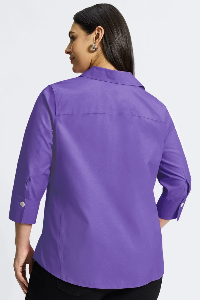 Paityn Plus No Iron Pinpoint 3/4 Sleeve Shirt - Image 17