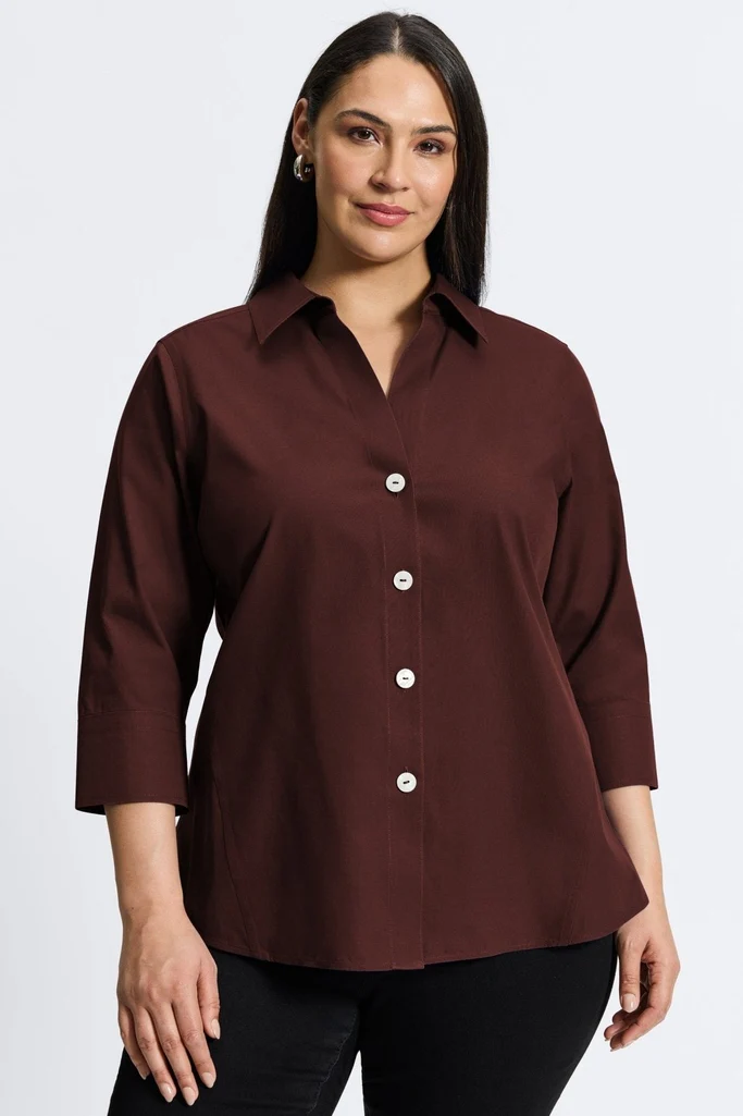 Paityn Plus No Iron Pinpoint 3/4 Sleeve Shirt - Image 18