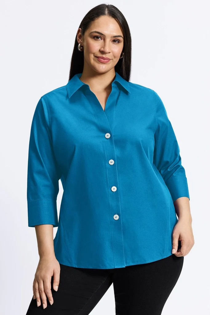 Paityn Plus No Iron Pinpoint 3/4 Sleeve Shirt - Image 20
