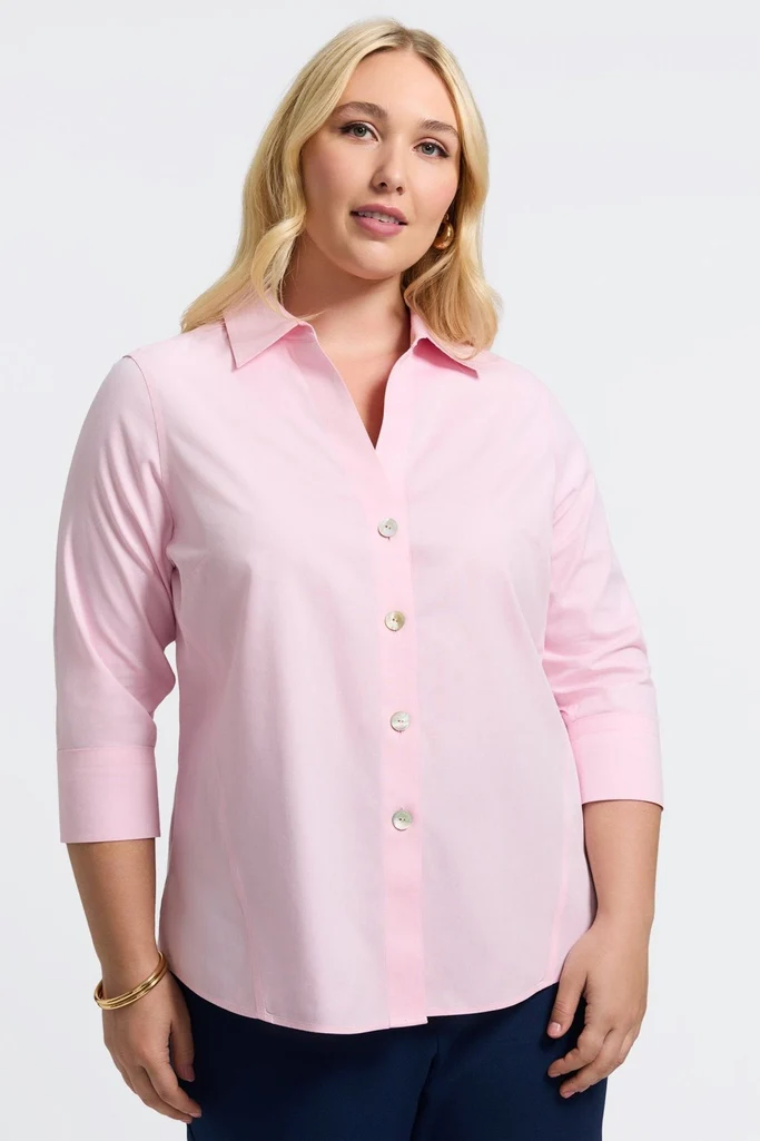 Paityn Plus No Iron Pinpoint 3/4 Sleeve Shirt - Image 28