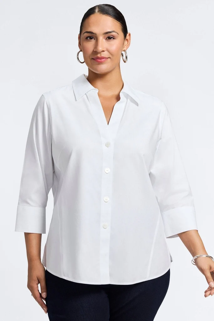 Paityn Plus No Iron Pinpoint 3/4 Sleeve Shirt - Image 32