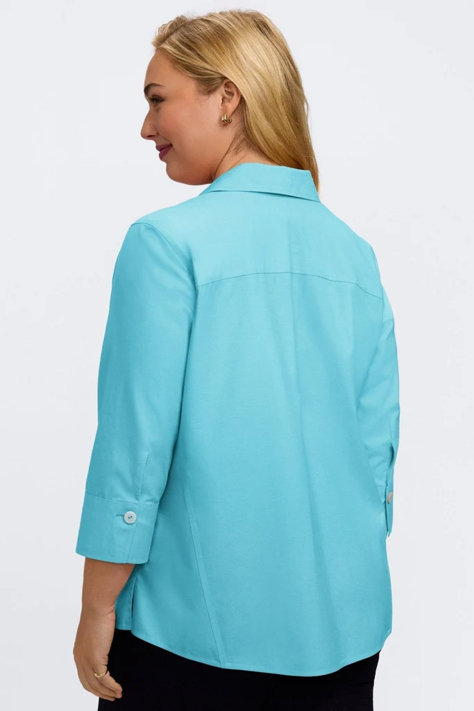 Paityn Plus No Iron Pinpoint 3/4 Sleeve Shirt - Image 4